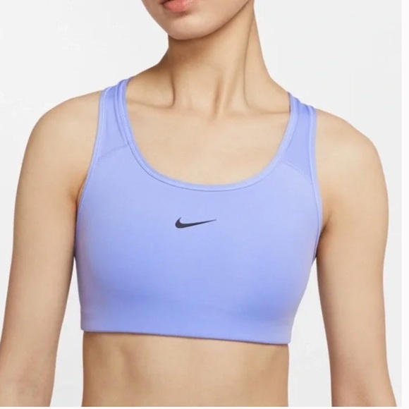 Nike Swoosh Womens Sports Bra Lavender Medium Support Activewear Large Racerback - Picture 1 of 9